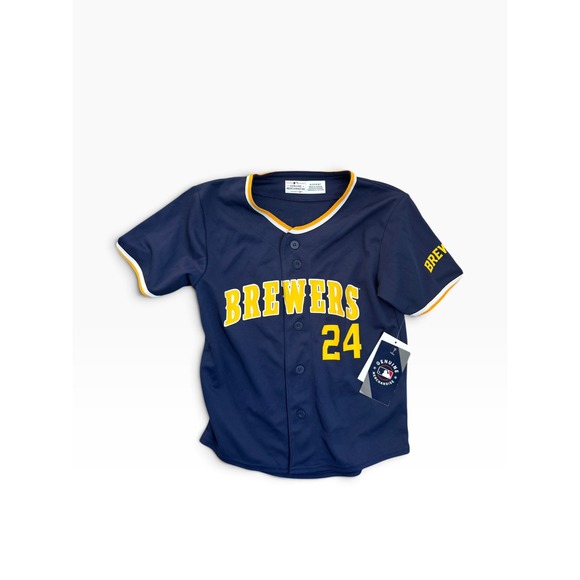 Genuine Merchandise Other - MLB Milwaukee Brewers William Contreras 24 Kids Jersey Navy Blue XS 4/5 NEW